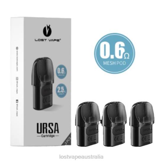 Lost Vape URSA Replacement Pods | 2.5mL (3-Pack) Black 0.6ohm - Lost Vape price Australia B86J6